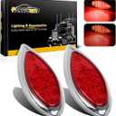 2PCS Red 35 LED Chrome Tear Drop Truck Trailer Stop Turn Brake Tail Lights Sealed w/High Low Brightness