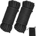 Soft Cotton Rope, 32 feet / 10m Rope, 8mm Thick, Soft Rope, Long Rope, Soft Tying Rope (Black+Black)