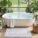 DEXI Bathroom Rugs 32x20, Washable Non Slip Bath Mat for Shower Floor, Absorbent Quick Dry Bathmat with Rubber Backing, Ultra Soft Plush Carpet for Tub, White