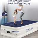 KNZZO Air Mattress Twin with Built-in Pump, Blow Up Mattress with Soft Flocked Top, Leakproof Inflatable Mattress, Foldable Waterproof Air Bed for Home, Guests, Camping, with Storage Bag