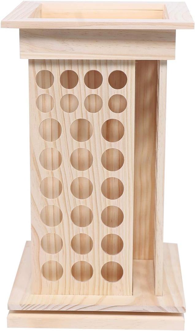 104-Hole Wooden Essential Oil Display Rack, 8 Tiers Rotating Pine Organizer for Home, Beauty Salon, Perfume Store, Hold 5ml & 15ml Bottles, Space-Saving Countertop Holder, Easy Access, 9.44*15.74in