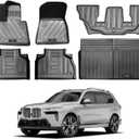 Vanseno Compatible for 2019-2024 2025 BMW X7 G07 Floor Mats and Cargo Liner All-Weather Rubber Mat Floor Liner Protector for 2019 2020 2021 2022 2023 2024 2025 BMW X7 Accessories (Only for 6 Seater)
