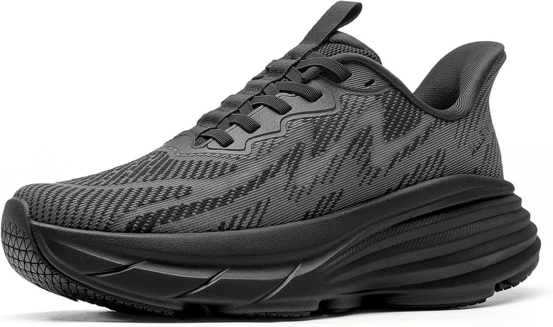 ALLSWIFIT Women's Slip On Walking Shoes Hands-Free Cushion Running Tennis ActiveSolid Non-Slip Comfortable Workout Gym Athletic Fashion Sneakers (7.5, Black)