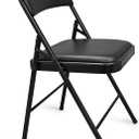 Amazon Basics Comfortable Vinyl-Padded Metal Steel Folding Chairs for Events, Easy to Fold and Store, Black (1 Pack)