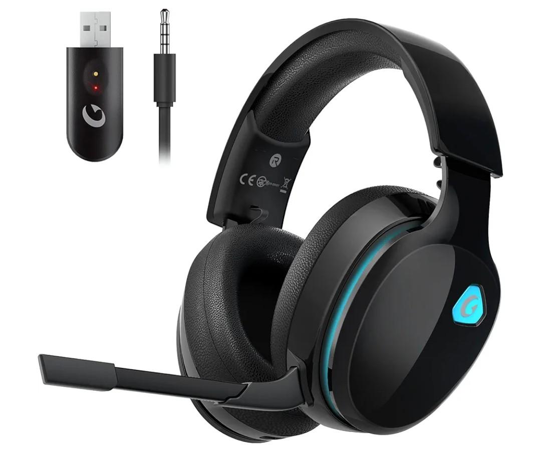 Gtheos 2.4GHz Wireless Gaming Headphones for PS5, PS4 Fortnite & Call of Duty/FPS Gamers, PC, Nintendo Switch, Bluetooth 5.3 Gaming Headset with Noise Canceling Mic, Stereo Sound, 40+Hr Battery -Black