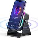 Induction Speaker with Phone Stand 5 in 1 Wireless Induction Bluetooth Audio for iPhone Android Phone Speakers Amplifier with Rechargeable Colorful Light, Birthday Gifts for Men Women Teens (Black)