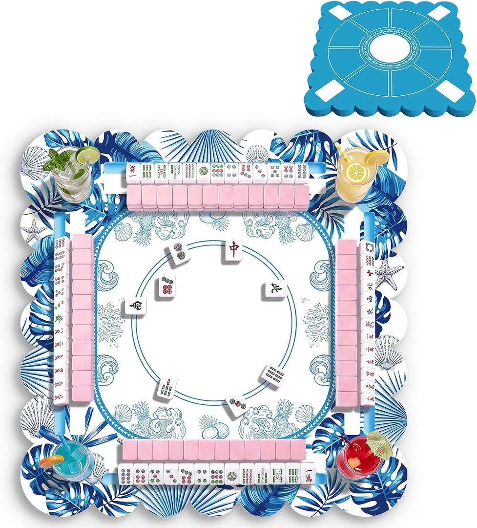 Thenshop Floating Mahjong Table for Pool Floating Game Table for Poker Cards Dominoes Summer Water Game Tray for Hot Tub Lake Beach Party 30 x 30 Inch(Palm Leaves), 75 x 75 cm