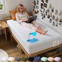 OhGeni 100% Waterproof Twin XL Size Mattress Protector,Mattress Soft Pad,Pet Hair & Bedwetting Resistant,Cooling Fitted Sheets,Washable Bed Cover,Non-Slip Deep Pocket,Noiseless for College Dorm Rooms