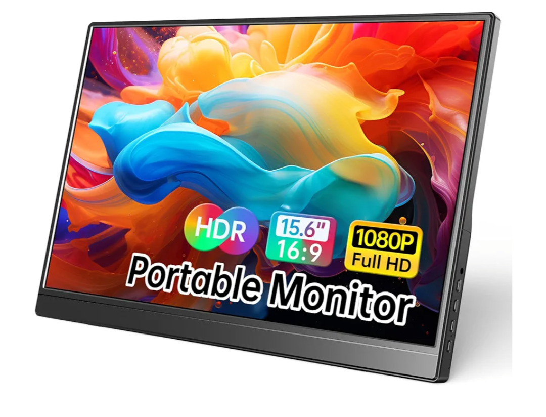 Portable Monitor 15.6 Inch 1080P USB-C HDMI Ultra-Slim Travel Monitor with Kickstand, Compatible with Xbox, Laptop, PC, Mac Phone, PS, Swich IPS Ultra-Thin Zero Frame Gaming Monitor
