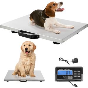 Happybuy 1100Lbs x 0.2Lbs Digital Livestock Scale Large Pet Vet Scale Stainless Steel Platform Electronic Postal Shipping Scale Heavy Duty Large Dog Hog Sheep Goat Pig Sheep Scale (110cm*52cm Countertop)
