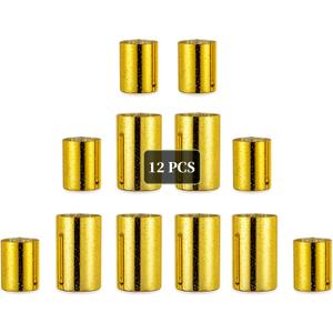 Glasseam Small Gold Vases for Centerpieces: Hurricane Glass Candle Holders Living Room Decor Set of 12, Votive Holders Wedding Centerpieces for Tables Flowers