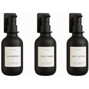 Molimoli Soap Dispenser, Bathroom Soap Dispenser Set, Glass Dispenser, Soap Dispenser for Kitchen, Kitchen Soap Dispenser Pump, 500ml/16.9 Oz, Set of 6, Black, 2 Boxes