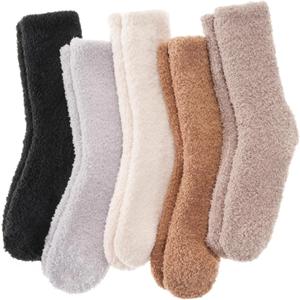 ANTSANG Fuzzy Socks for Women Men Slipper Fluffy Cozy Warm Winter Thick Plush Crew Socks 5 Pairs