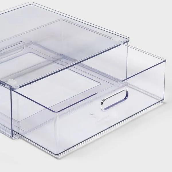 Large All Purpose Full Depth Drawer Organizer, Clear Plastic Storage Tray