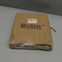 MyGift Black Metal Entryway Key Holder with 5 Hooks and Burnt Wood Base, Tabletop Necklace and Jewelry Organizer Rack with Ring Tray