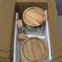 Large Glass Jars with Airtight Wood Lid and Spoon Flour Container Food Glass Jar for Kitchen Storage Canisters for Tea, Spice, Egg, Coffee, Storage Jar Sets (75 Oz, 2200ml)