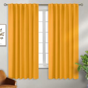 BGment Rod Pocket and Back Tab Blackout Curtains for Bedroom - Thermal Insulated Room Darkening Curtains for Living Room, 2 Window Curtain Panels (52 x 63 Inch, Mustard Yellow)