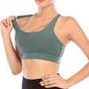 RUNNING GIRL Sports Bras for Women,Padded Sports Bra Tank Top Sexy Crisscross Back High Impact Longline Workout Yoga Bra (Green, S)
