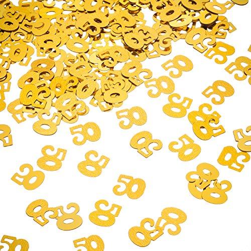 WILLBOND Gold 50th Confetti, 50th Number Birthday Confetti, Wedding Birthday Anniversary Party Table Decorations