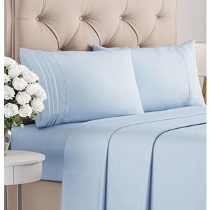 King Size 4 Piece Sheet Set - Comfy Breathable & Cooling Bed Sheets Set - Hotel Luxury Bedding for Women, Men, Kids, Teens, Boys & Girls - Deep Pockets, Ultra-Soft, Wrinkle Free - Oeko-Tex - Sky Blue