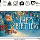Winter Happy Birthday Banner Decrations 71x43 Inch Ginger Cat Party Backdrop Snow Christmas Tree Scene Background for Kids Winter Wonderland Birthday Decorations Gifts