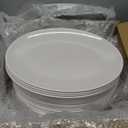 Dandat 24 Pack 14" Large Serving Platters Set Oval Trays White Plates Serving Dish for Wedding Party Restaurant Home Cookie, Snack, Fruit, Veggie, Steak, Burger, Casserole