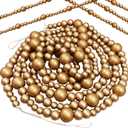 118 Inch Christmas Wood Bead Garland,Gold Wooden Bead Garland for Christmas Tree,Round Craft Farmhouse Vintage Wood Beads Garlands for Xmas Decoration Supplies