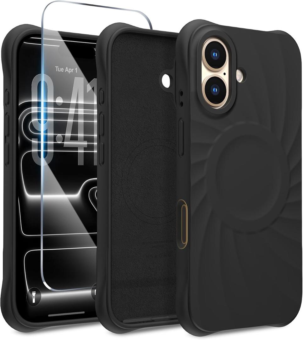 Magnetic for iPhone 17 Case, Compatible with MagSafe, [Integrated Silicone Camera Control Cover] [Screen Protector], 2X MIL-STD Drop Protection Shockproof Phone Case 6.3 inch, Black
