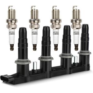 UF620 Ignition Coil & 4504 Double Iridium Spark Plug for 11-15 Chevy Cruze, 12-18 Chevy Sonic,09-11 Aveo Aveo5 /09-10 Pontiac G3 1.6L 1.8L L4 Replaces# 90919-02247 C1646 5C1703 D517C