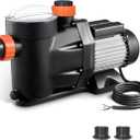 VEVOR Above Ground Pool Pump, 1.5HP, Self Priming Single Speed Swimming Pool Pump, 220V 3450 RPM 55 ft Max Head Lift with PP Shell Strainer Basket, 122F Max Water Temp, for Hot Tubs Spas, No Plug