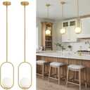 Yunnix Pendant Lights Modern Gold Globe Pendant Light Kitchen Island Dining Room Light Fixture Pendant Lights for Bedroom Pendant Light Fixture One Light (Bulb Not Included) 2 Pack