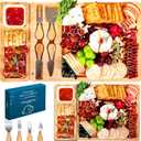 Easoger Large Bamboo Charcuterie Boards, Cheese Board and Knife Set - Unique Housewarming, Wedding and Bridal Gift
