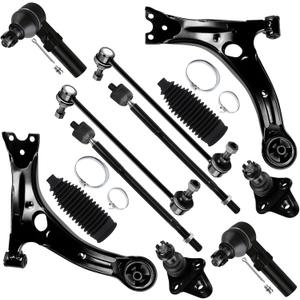 SCITOO 12pcs Front Suspension Kit Lower Control Arm Lower Ball Joint Inner Outer Tie Rod End w/Boot Sway Bar End Link Replacement for 2009-2013 for Toyota Corolla