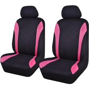 Flying Banner Car Seat Covers Front Seats Mesh Fabric Rear Bench Split Polyester Cover Easy Installation SUV CAR Woman Lady Femal (Front Set, Black Pink)