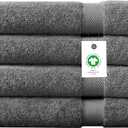 Delara Organic Cotton Luxuriously Plush Bath Towel Pack of 4 | GOTS & OEKO-TEX Certified | Premium Hotel Quality Towels | Feather Touch Technology|650 GSM Long Staple|Soft, Quick Dry & Ultra-Absorbent (Dark Grey)