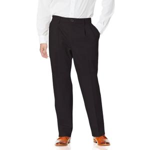 Dockers Mens Relaxed Fit Signature Khaki Lux Cotton Stretch Pants - Pleated (38W x 32L, Black)