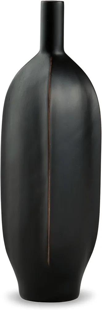 Benjara Troy 13 Inch Flower Vase, Home Decor Accessory Piece, Polyresin, Black and Brown