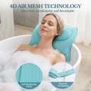 Extra Long Thick Full Body Bath Pillow for Tub with Lumbar Pillow- Luxury 4D Air Mesh Bathtub Pillow with Head, Shoulder & Back Support, Non-Slip Bath Cushion with Suction Cups-Lake Blue