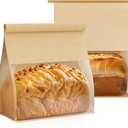 FireKylin Bakery Bags with Tin Tie Tab Lock 8.6"x4.3"x 11.0" Bread Bags for Homemade Bread Cookie Bags Good Choice Breads,Goodies,Baked,Goods and Cookie Packaging (50, Large)