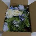 DearHouse 2Pcs Artificial Peony Flower Garland - Silk Peony Garland with Purple White Flowers for Wedding Party Table Decoration,6ft/Strand(White& Blue&Dark Blue)