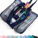 SPACEMATE Pencil Case Pouch Box Bag School Supplies Girls Boys Kids, Cute Preppy Stuff Big Capacity Aesthetic Pen Organizer, Back to College Stationary, Navy Blue, Extra Large Style, 2300ml