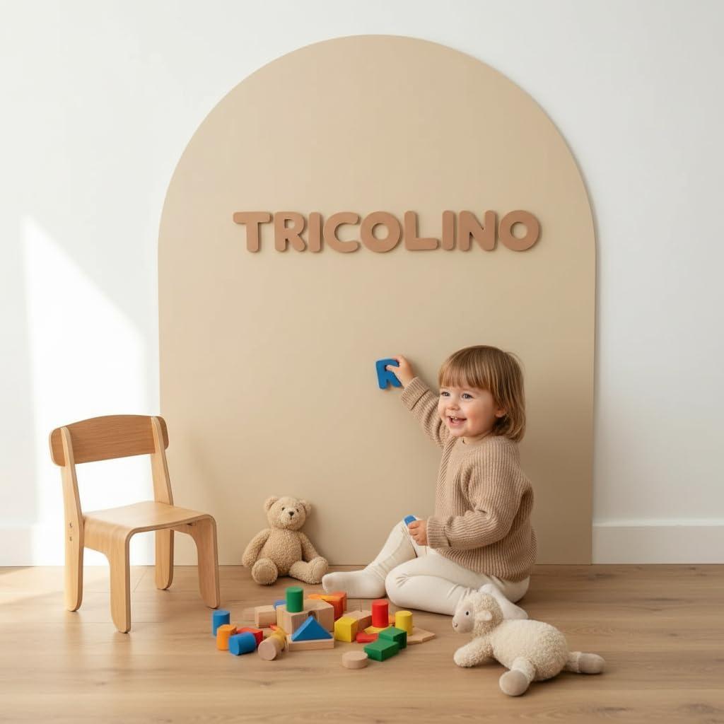 Upgraded | TRICOLINO Magnetic Arch Wall Decal | Beige | Premium Large size 32"×40" | Dual-Surface Dry Erase Playroom Board | Renter-Friendly Peel & Stick, No Damage | Kit Includes Chalk, Tray & Eraser