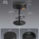 VASAGLE EKHO Collection - 360 Swivel Bar Stools Set of 2, Height Adjustable Barstools with Storage, Synthetic Leather with Stitching, Mid-Century Modern, Kitchen Bar, Easy Assembly, Ink Black