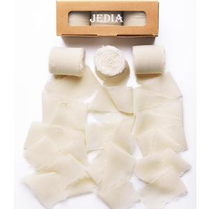 Graduation Ribbon, 3 Rolls Light Nude Handmade Fringe Chiffon Silk Ribbon for Flower Bouquet, 1 1/2 inch x 7Yd Ribbons for Gift Wrapping, Wedding, Flower Wrapping, Bouquet Wrap, DIY Crafts (3 Rolls, 1.5*21YD)