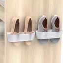 Wall Mounted Shoes Rack 2Pack with Sticky Hanging Strips, Plastic Shoes Holder Storage Organizer,Door Shoe Hangers (SM03-White-2)