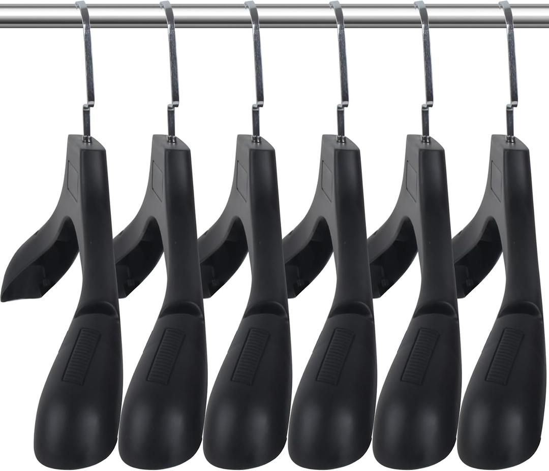 DEDU Suit Hangers for Men 50 Pack, Extra Wide Suit Hanger Non Slip Width 17.7", Thick Plastic Coat Hangers Black with Metal Hook