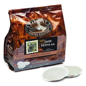 Baronet Coffee Pods [Dark Kenya AA-54 Pods] Single Cup Use for Senseo Machine - 3 Bags of 18 Single Serve 8 Gram, Regular Strength, Medium Roast [Dark Kenya AA] BB 1/7/28