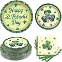 150pcs St. Patrick's Day Party Supplies,Shamrock Paper Plates and Napkins Set for St. Patrick's Day Party Decorations,Serve 50 Guests