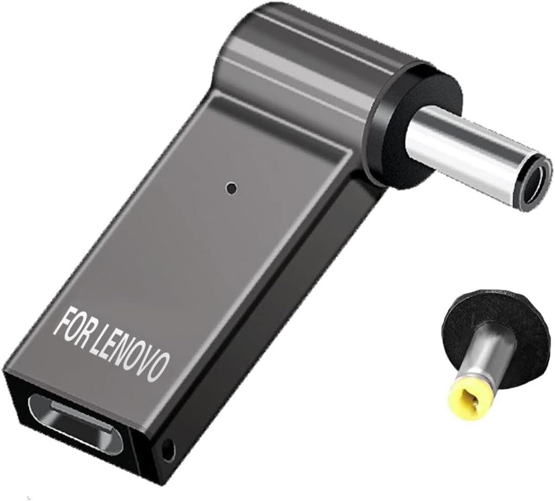 USB C to Laptop Charger Converter, Type C to DC for Lenovo 20V 3.25A 65W with 4.0mm/1.7mm Plug, 100W PD, Charging Connector for (4.0 x 1.7mm for Dell or Lenovo), 2 Pack