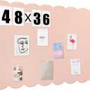 Mooliwe Scalloped Felt Bulletin Board 48 x 36 Inches Foldable Flesh Pink Pin Cork Board Alternative for Wall, 4' x 3' Trifold Picture Vision Self Adhesive Bulletin Decorative